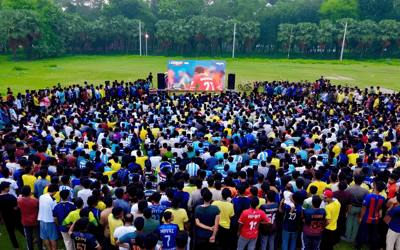 বিশ্বকাপ উন্মাদনা : রাবি যেন এক টুকরো ফুটবল গ্যালারী - খবরের ইমেজ Image
